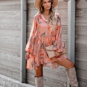 Vici fig floral babydoll dress